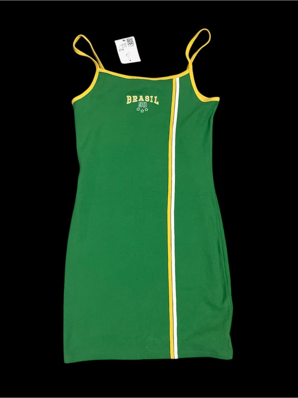 Forever 21 Green bodycon mini Dress with Yellow Trim